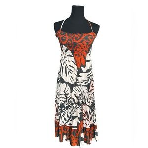 Vintage Manuheali'i Tiered Sleeveless Tie Strap Midi Floral Dress Sz Small